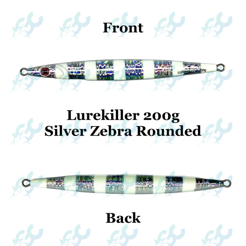 Lurekiller Saltwater Metal Jig Silver Zebra Rounded 200g Good Catch Fishing Buddy