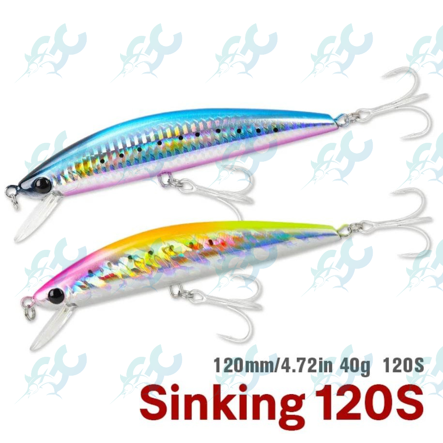 TSURINOYA DW37 120s Sinking Minnow Fishing Lure 120mm 40g Range 2m Jerkbait Hard Baits Seabass